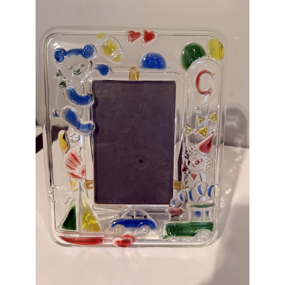 Whimsical Vintage Handmade Raised Glass Children's 4x6 Picture Frame